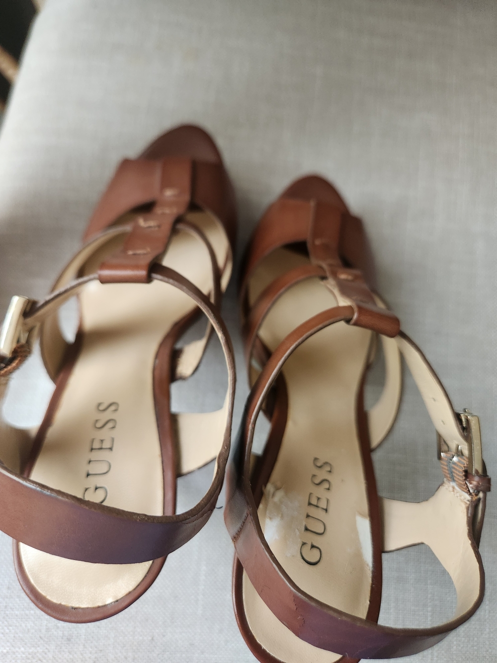 Guess Brown Strappy Platform High Heel Sandals 7.5 - Picture 6 of 16